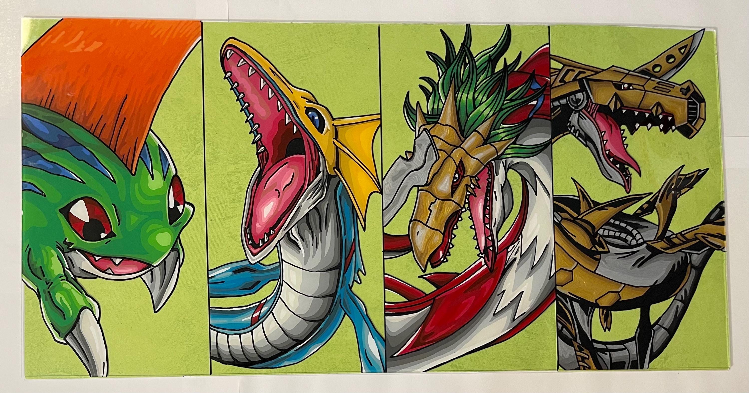 Digimon Evolution Line Glass Painting - Etsy