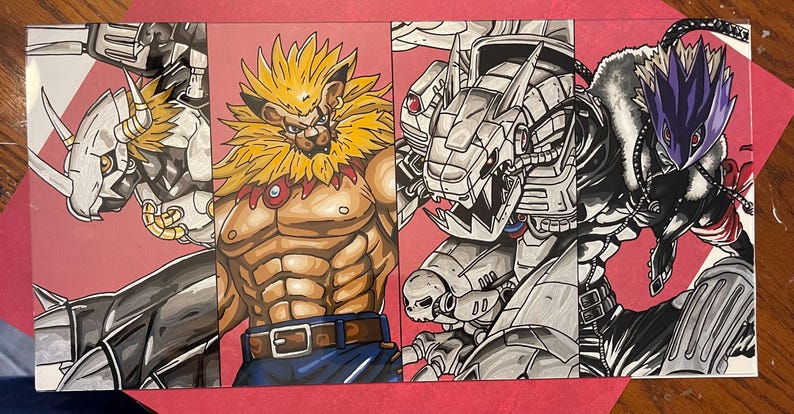 Digimon Evolution Line Glass Painting - Etsy