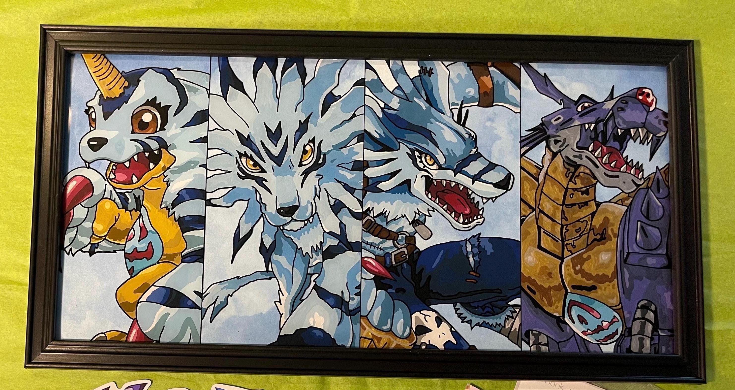 Digimon Evolution Line Glass Painting - Etsy