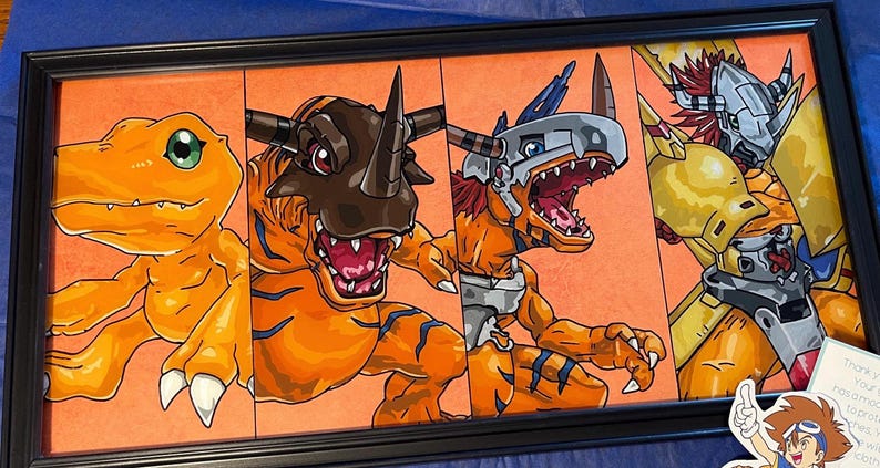 Digimon Evolution Line Glass Painting - Etsy