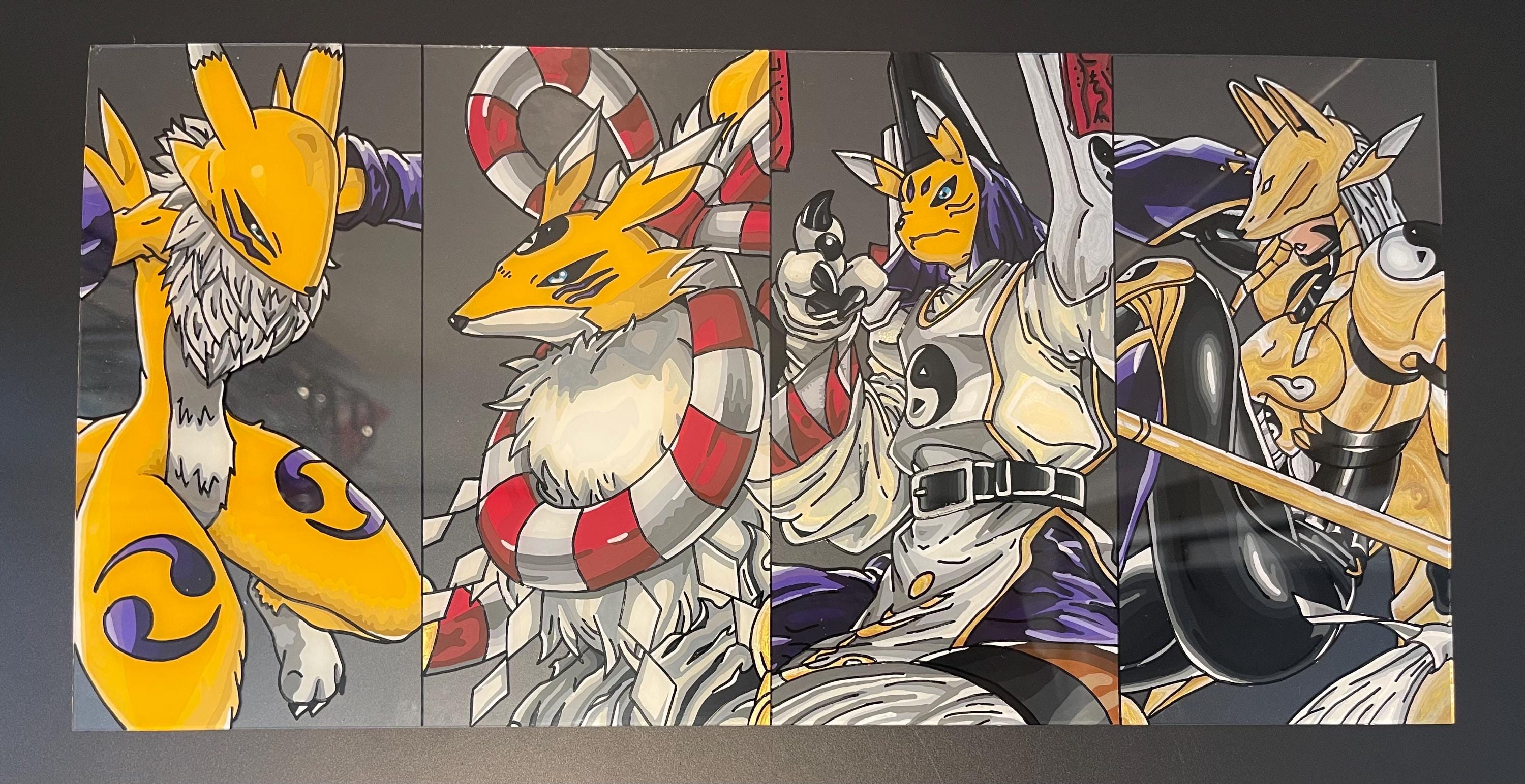 Digimon Evolution Line Glass Painting - Etsy