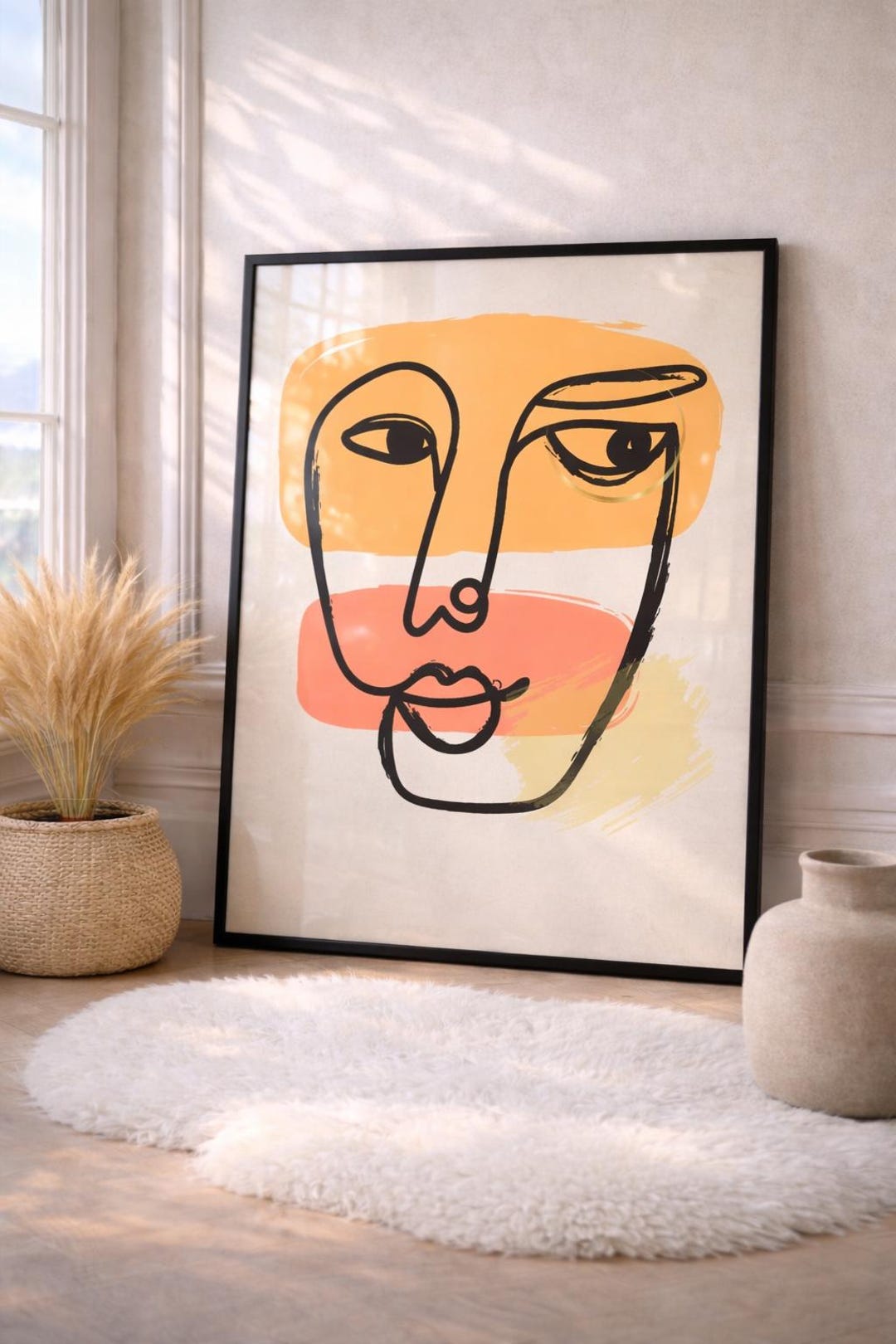 Abstract Face Line Art Print, Minimalist Neutral Wall Art, Female Line ...