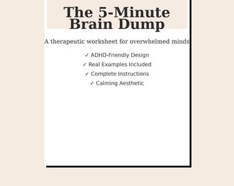 5-Minute Brain Dump Worksheet – Printable ADHD Mental Clarity Tool | Focus Reset PDF Download