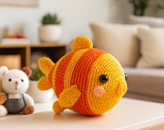Patrón de pez a crochet: Tutorial de amigurumi para principiantes (Descarga PDF)