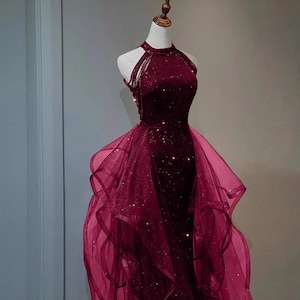 wine sequin bridesmaid dresses Goddiva Sequin Cowl One Shoulder Maxi Dress