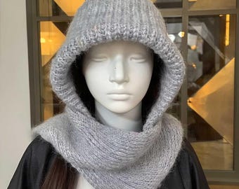 Pasamontañas de punto de invierno para mujer con bufanda, pasamontañas cálido con protección auditiva, capucha de ciclismo para clima frío, cobertura facial completa para exteriores