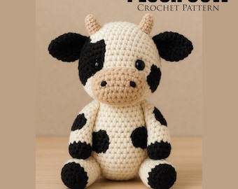Kuh Häkelanleitung PDF | Milchkuh Amigurumi Muster | Highland Kuh Häkelanleitung | Einfache Bauernhof Tier Häkelanleitung | Kuscheltier