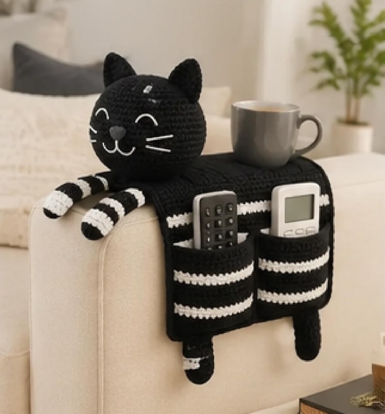 Crochet Sofa Pattern | Cat Sofa Arm Organizer Pattern PDF | Amigurumi Couch Caddy with Pocket | Beginner | Digital Download image 9