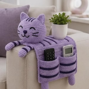 Crochet Sofa Pattern | Cat Sofa Arm Organizer Pattern PDF | Amigurumi Couch Caddy with Pocket | Beginner | Digital Download image 10