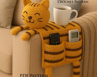 Crochet Sofa Pattern | Cat Sofa Arm Organizer Pattern PDF | Amigurumi Couch Caddy with Pocket | Beginner | Digital Download