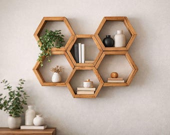 Hexagon Decor Shelves| Honeycomb Decor Set of 6