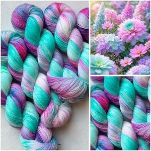 Handgefärbte Wolle, 100g, Sockenwolle, Merinowolle, 4-fach. hand-dyed sock yarn