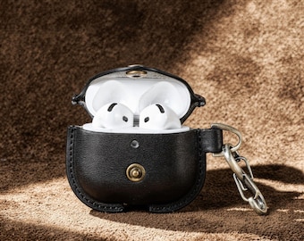 Personalized Leather AirPods 4 Case, Full-Grain, Handmade Protective Cover