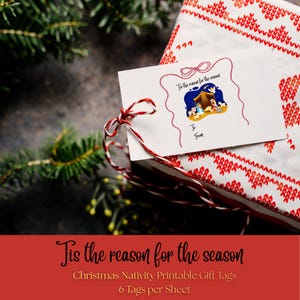 Etiquetas de regalo imprimibles para la Natividad de Navidad / Etiquetas navideñas cristianas / Etiquetas de la Sagrada Familia / Etiquetas imprimibles para festividades religiosas