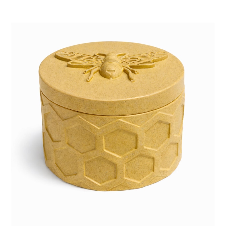 Bee Honeycomb Concrete Container With Lid, Tiered Tray Decor & Trinket ...