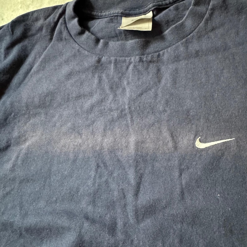 Vintage Nike Center Swoosh Navy Blue T-Shirt Mens Medium Y2K Faded Short Sleeve image 3