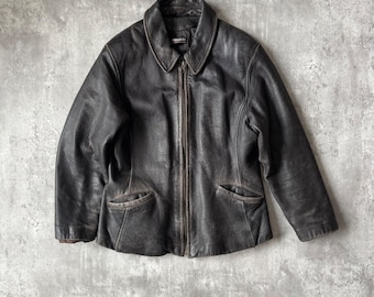 Wilsons The Leather Experts Mens L Brown Thinsulate Insulated Leather Jacket Zip