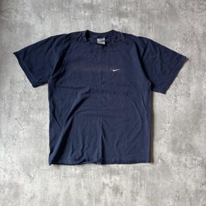 Vintage Nike Center Swoosh Navy Blue T-Shirt Mens Medium Y2K Faded Short Sleeve image 1