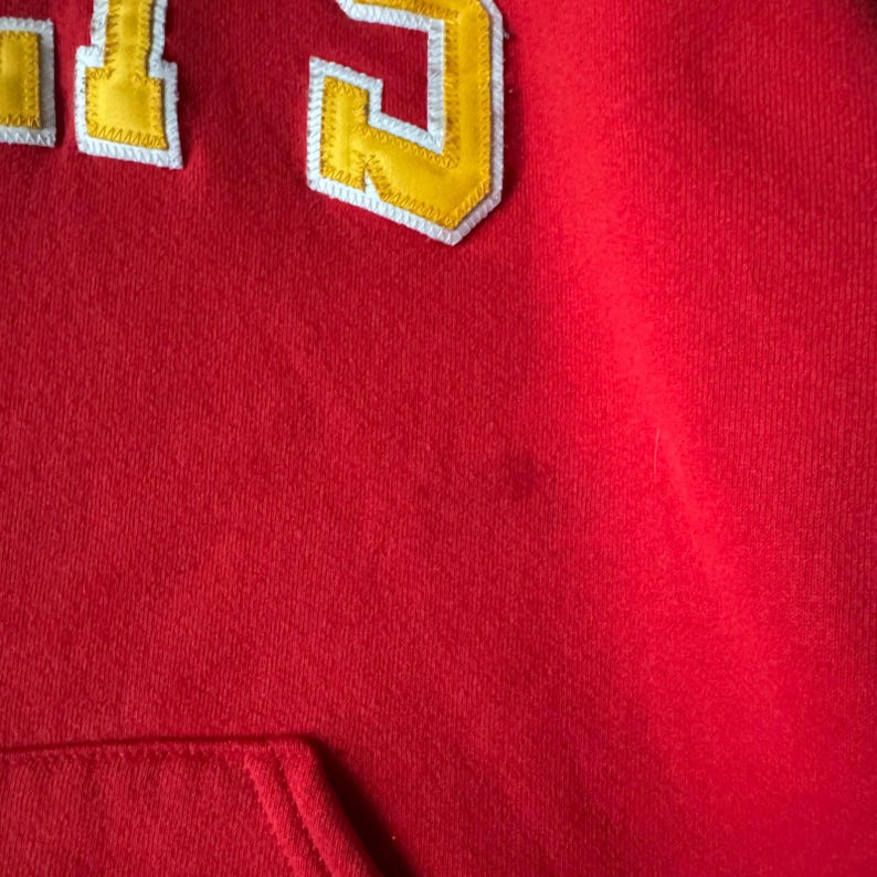 Vintage Russell Athletic Kansas City Chiefs Hoodie Red NFL Pullover Large XL image 5