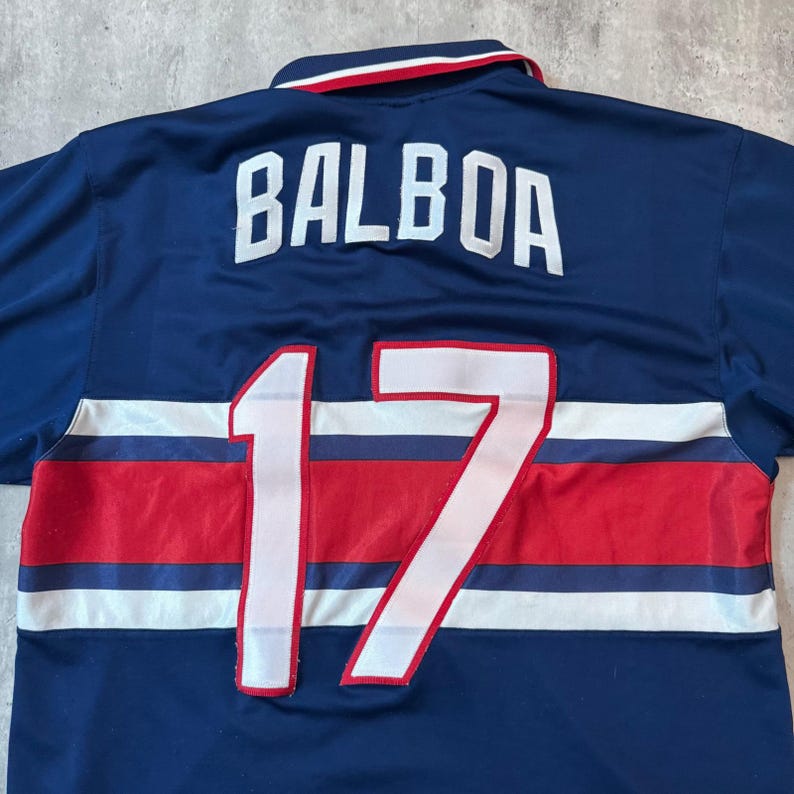 Vintage 1997 Nike USMNT Marcelo Balboa 17 Soccer Jersey Navy Blue Mens Medium bild 6
