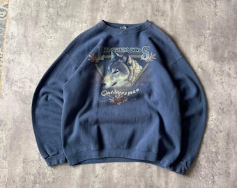 Vintage 90's Bass Pro Shops Wolf Sweatshirt Size L