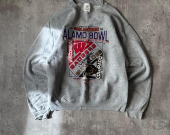 Vintage 2002 Alamo Bowl Sweatshirt Wisconsin vs Colorado Gray Prairie Graphics M
