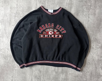 Vintage Pro Player Kansas City Chiefs NFL Sweatshirt Black Embroidered 90s XL