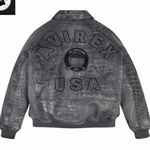 Croco-Embossed grey AVIREX USA Leather Jacket