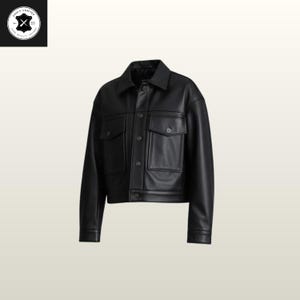 Handmade Brown Leather Shacket - Women's Jacket image 4