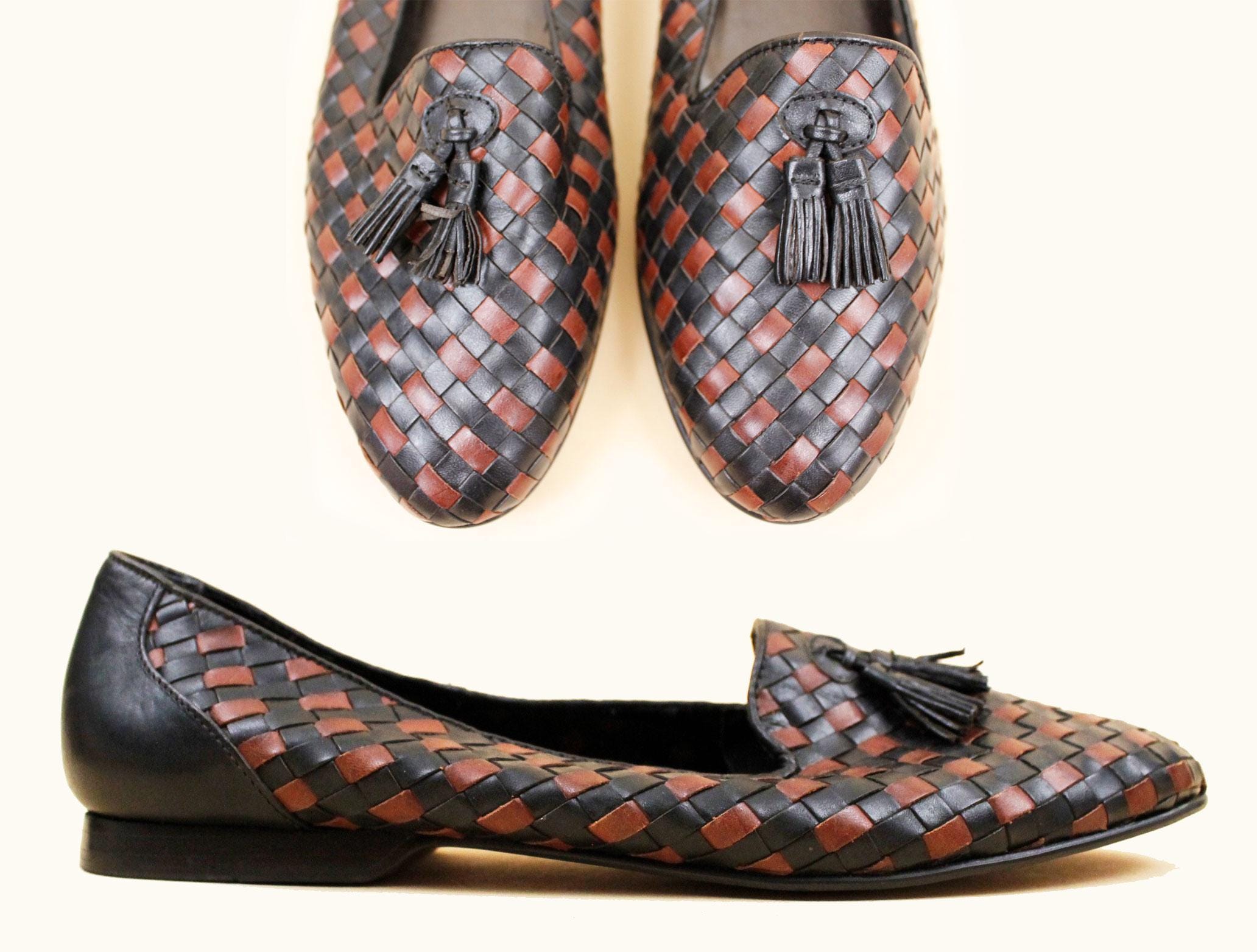 Vtg Dark‎ Brown Goodyear Leather Loafers 9 Comfort Slip On Moc Toe Braided 80s Leather Loafers Vtg - Etsy main image 4