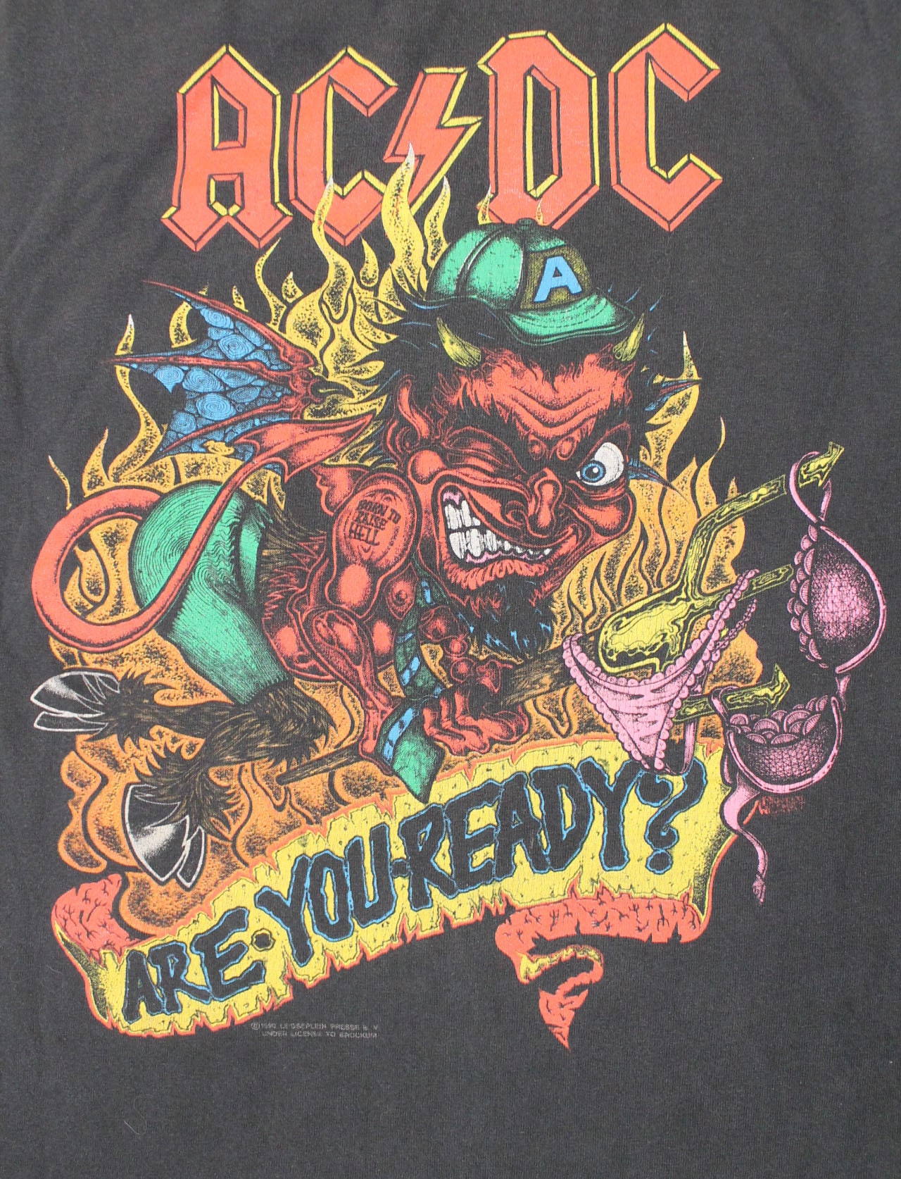1990 Dated Vtg AC DC Are You Ready Graphic Novelty Print Tshirt