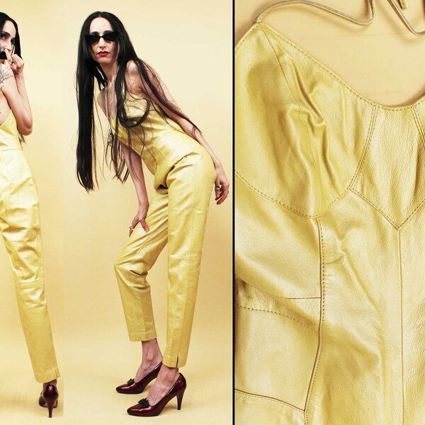 Leather Jumpsuit Etsy