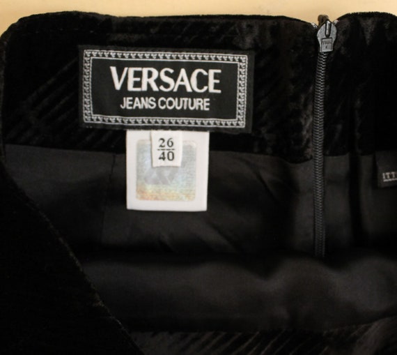 80s 90s Vtg Versace Jeans Couture Black Silk Velv… - image 6