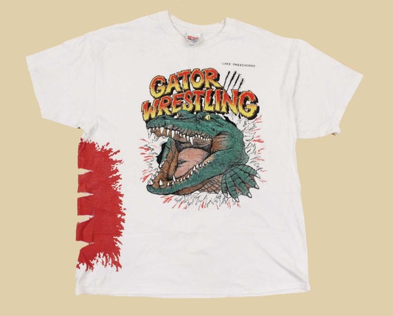 90s Vtg Gator Wrestling Novelty Print Graphic T S… - image 1