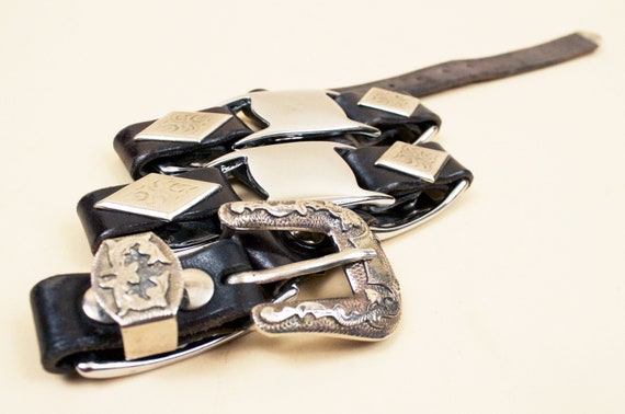 Mexico silver concho black belt Vintage 925 Sterling Silver Made in Mexico Concho Belt | eBay main image 2