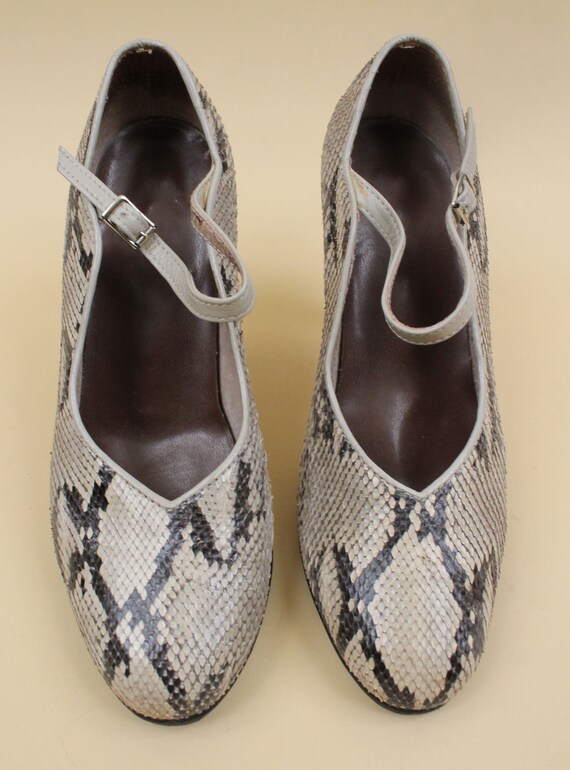 40s 50s Vtg Custom Made Python Snakeskin High Hee… - image 5