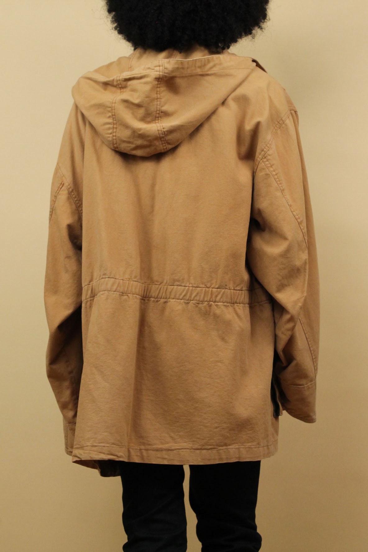 80s 90s Vtg Brown Cotton Canvas Metal Clasp Oversized Chore