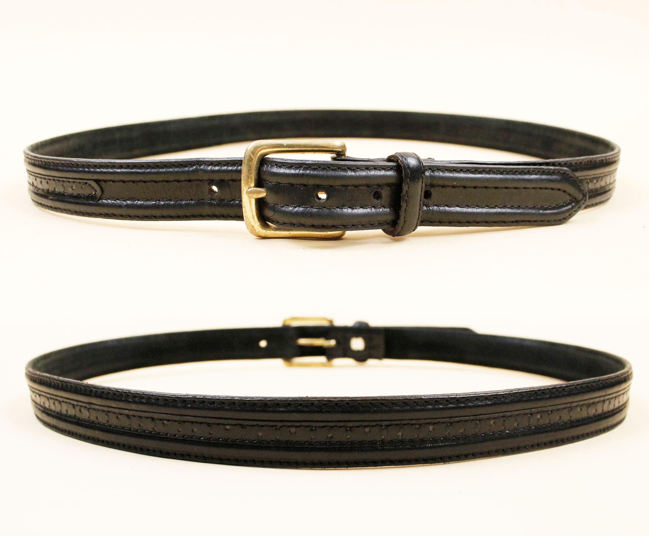90s Vintage Thick Leather Belt - Etsy