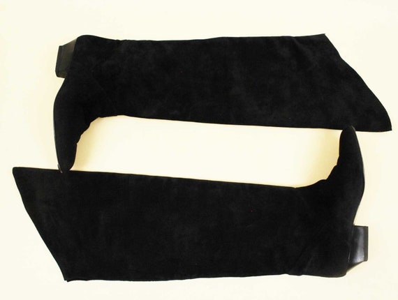 80s Vtg OTK Italian Suede Black Leather Almond To… - image 4