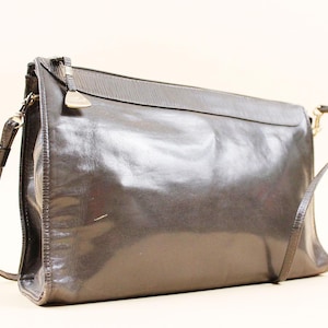 80s Vtg Liz Claiborne Grey Genuine Leather Purse Rectangle