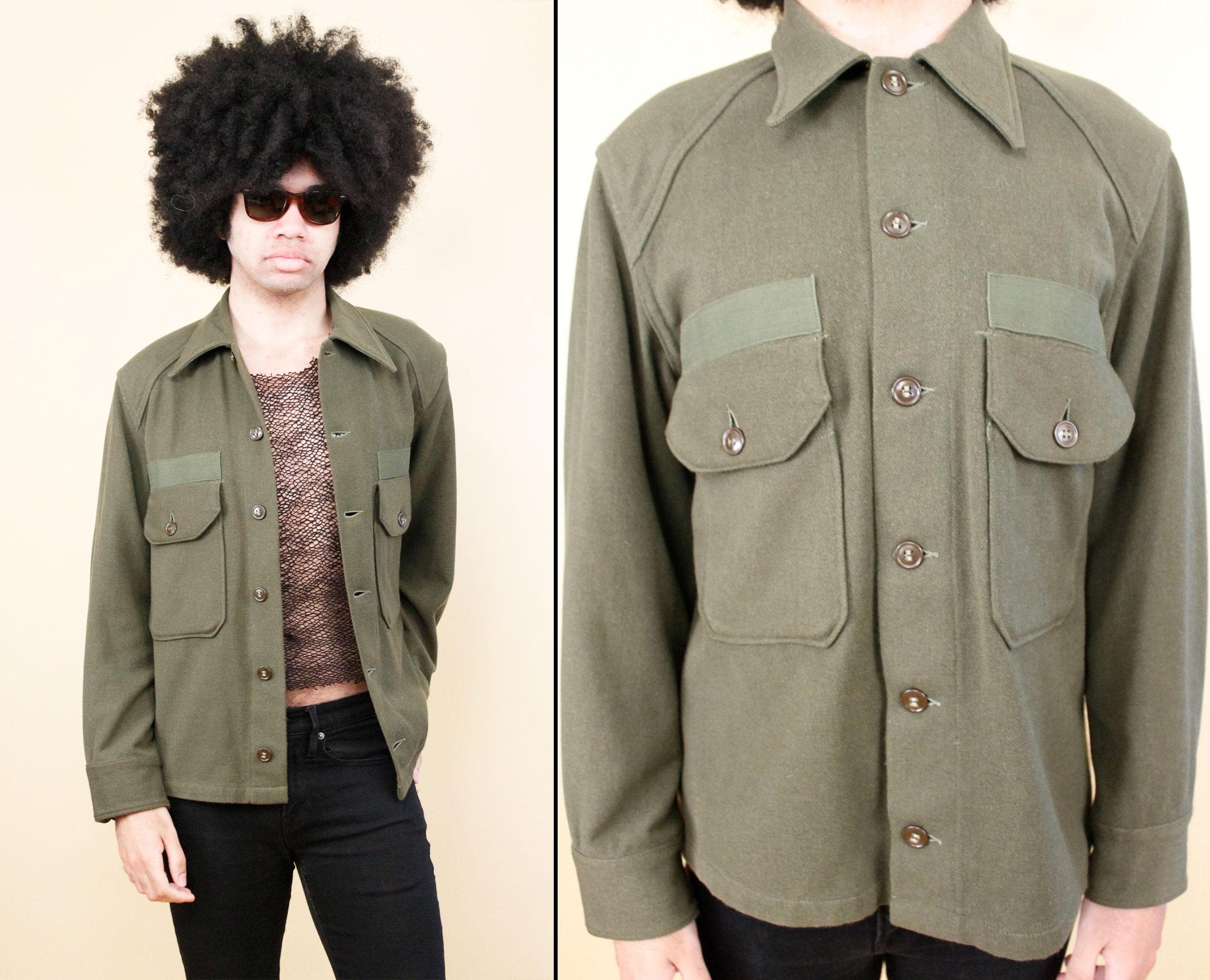 50s Vintage US Army Wool Field Shirt - Men's M-L - Etsy