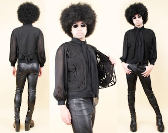 Chaleco vintage de los años 80 y 90, negro, 100% algodón, textura en espiral, prenda de superposición para mujer, talla M-L, B38" W38" L20"