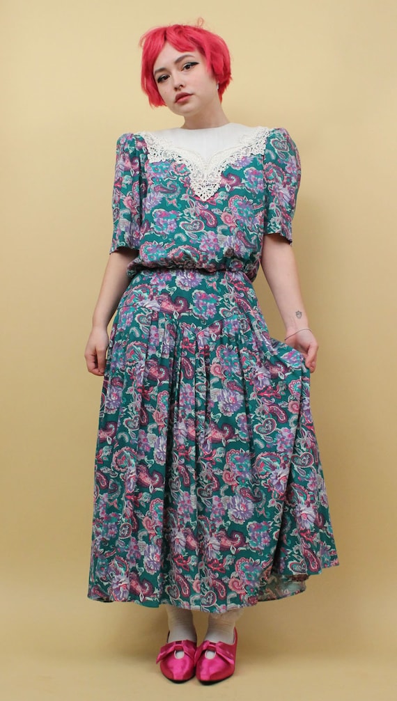 MAGIC MAMA EMPORIUM // Vintage 70s/80s Floral Lace-Up Prairie Western Midi  Dress – MagicMama Emporium