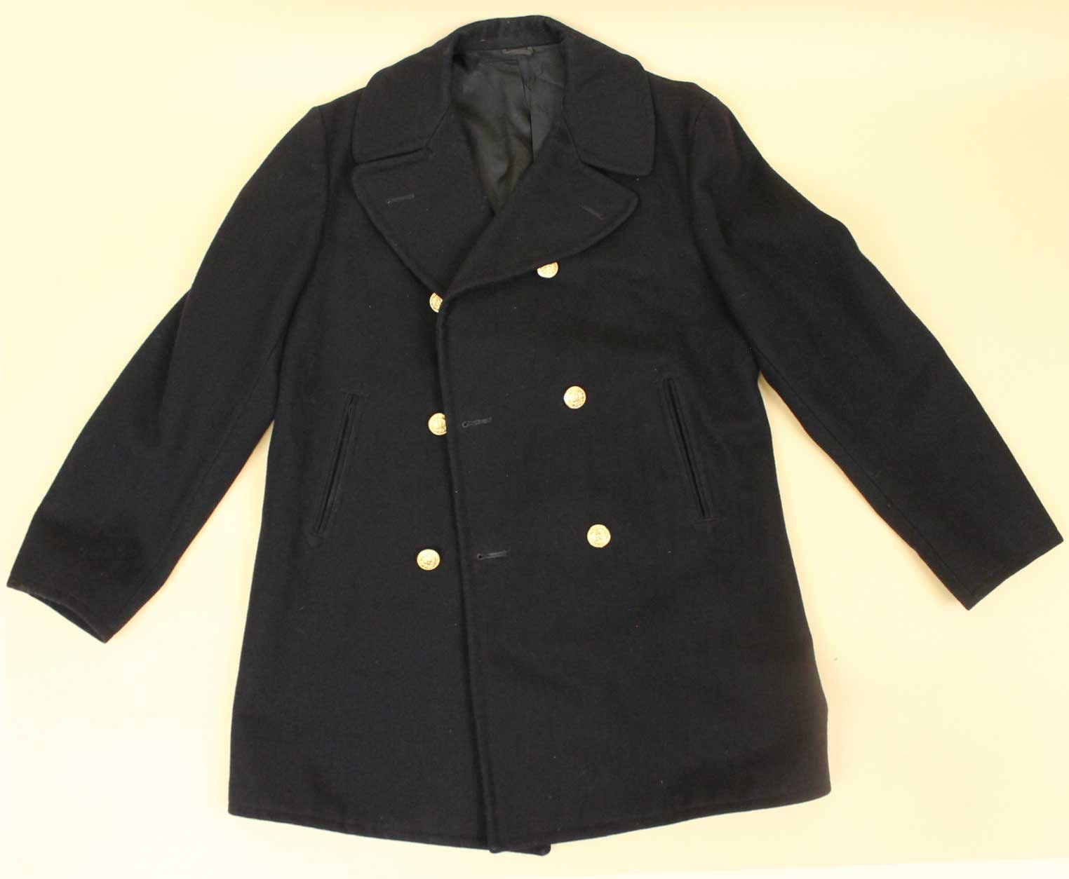 40s 50s Vtg Thick Black Wool Military Pea Coat Heavy Jacket 40s 50s Vtg Thick Black Wool Military Pea Coat Heavy Jacket
