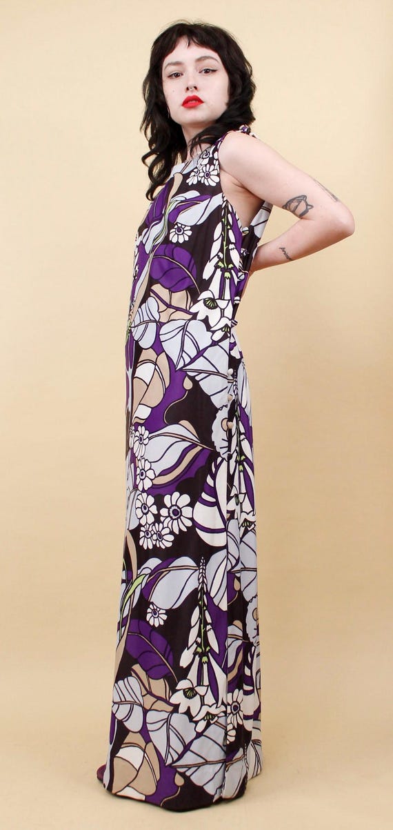 60s Psychedelic Maxi Dress: Vintage Floral Lion P… - image 4