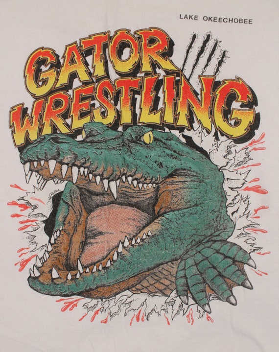 90s Vtg Gator Wrestling Novelty Print Graphic T S… - image 3