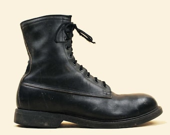 70s 1972 Dated Vtg Black Leather Lace up Combat Boot US Army