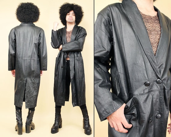 【シェビニオン】 80s genuine leather Mods coat Vintage 80s Brown Leather Coat - Detachable Fur Collar, Size M/L