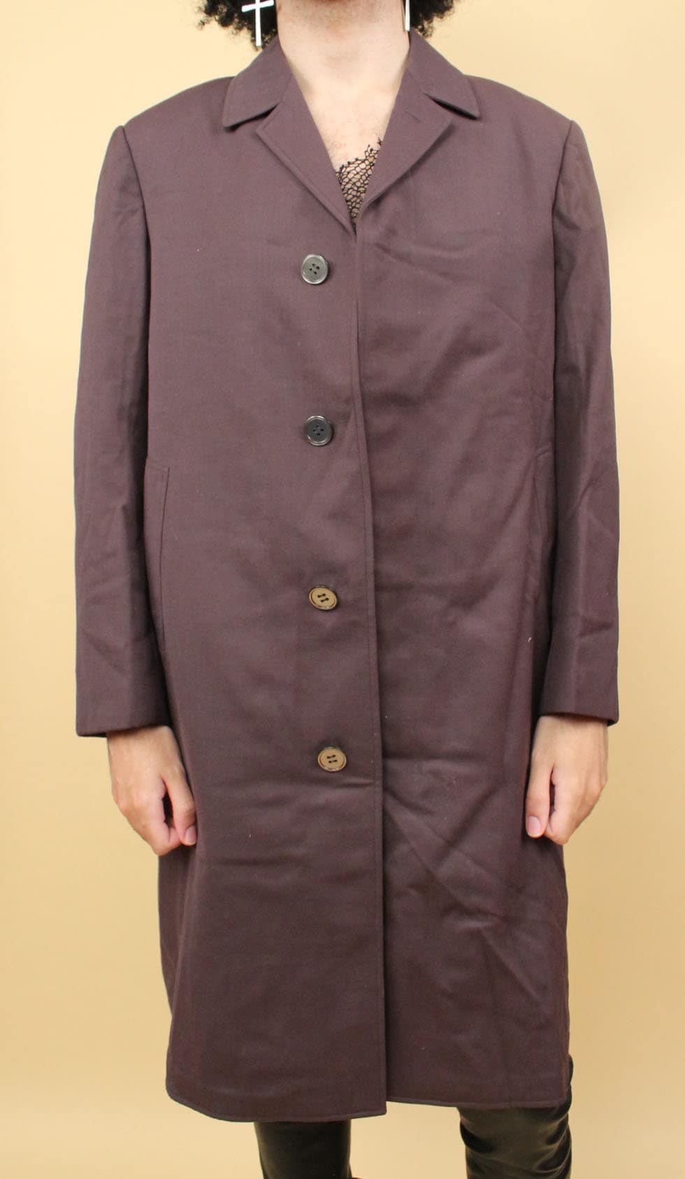 70s Does 40s Vtg Gabardine Wool Straight Cut Overcoat Jacket