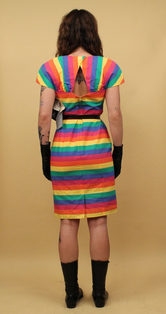 80s 90s Vtg Deadstock NWT Rainbow Striped Cotton … - image 6